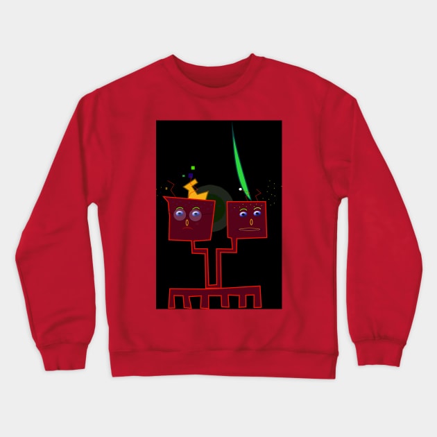 Robot and Alien Crewneck Sweatshirt by momomoma